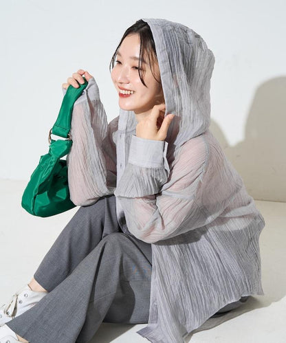 連帽 透視 寬鬆 紐扣 襯衫