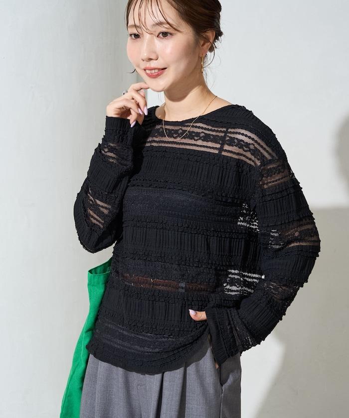 花朵 荷葉邊 條紋 蕾絲 上衣