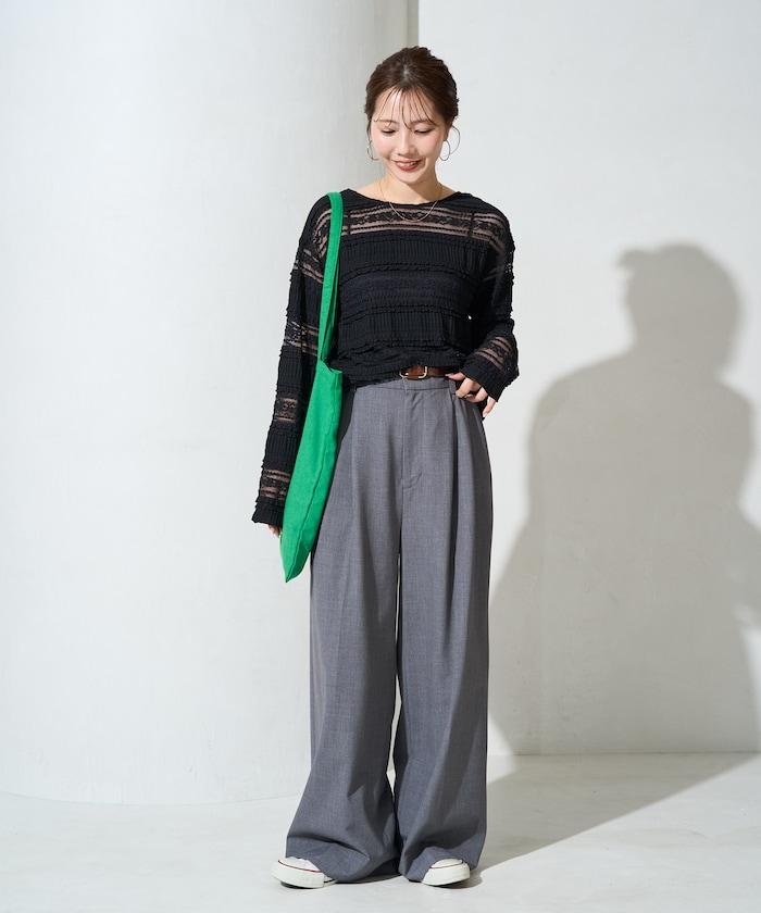花朵 荷葉邊 條紋 蕾絲 上衣