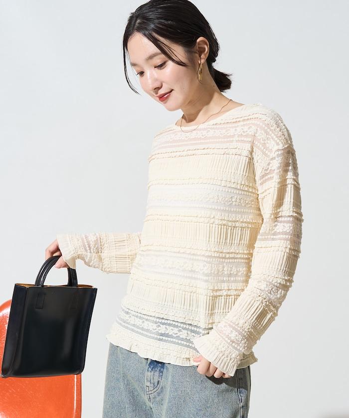 花朵 荷葉邊 條紋 蕾絲 上衣