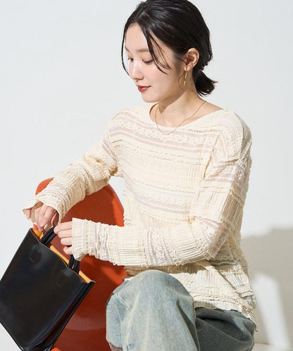 花朵 荷葉邊 條紋 蕾絲 上衣