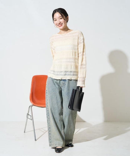 花朵 荷葉邊 條紋 蕾絲 上衣