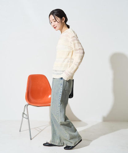 花朵 荷葉邊 條紋 蕾絲 上衣