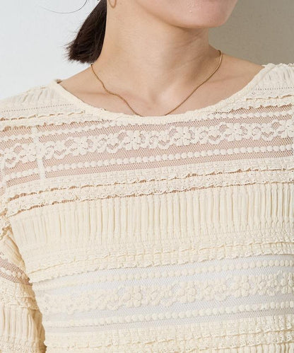 花朵 荷葉邊 條紋 蕾絲 上衣