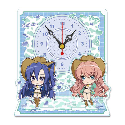 戰姬絕唱Symphogear XV ぷちちょこ迷你亞克力座鐘 風鳴翼&瑪麗亞·卡登扎夫娜·伊芙 牛仔女郎ver.