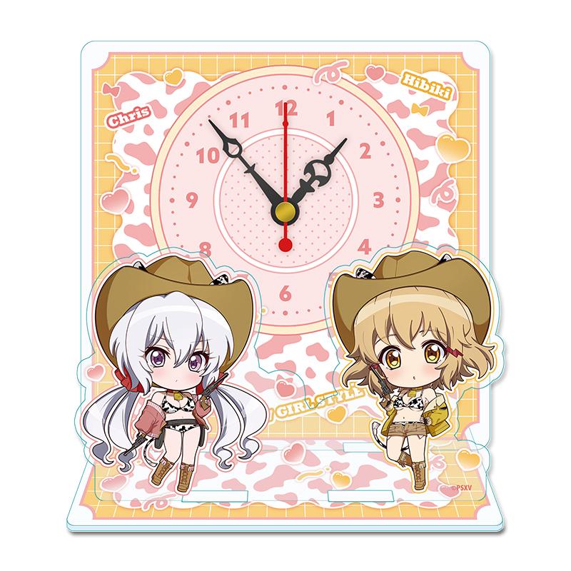 戰姬絕唱Symphogear XV 迷你亞克力座鐘 立花響&雪音克莉絲 牛仔女郎ver.