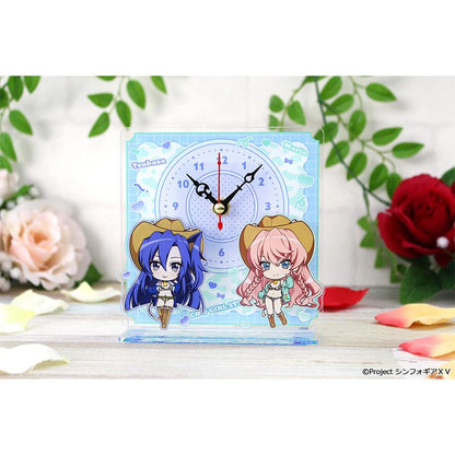 戰姬絕唱Symphogear XV ぷちちょこ迷你亞克力座鐘 風鳴翼&瑪麗亞·卡登扎夫娜·伊芙 牛仔女郎ver.
