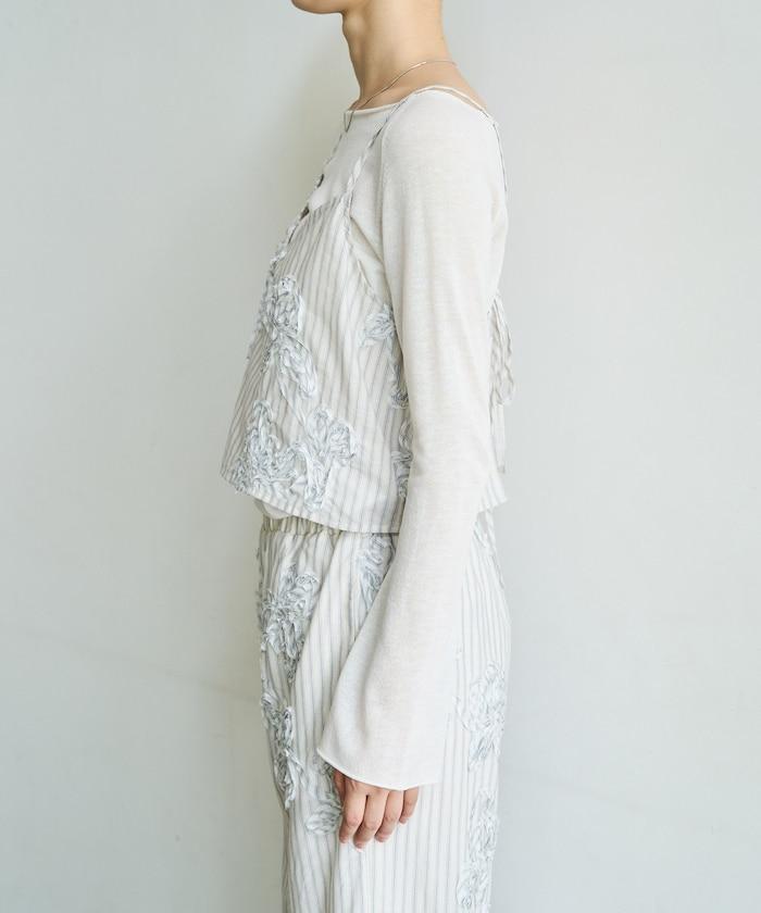 條紋 刺繡 吊帶背心