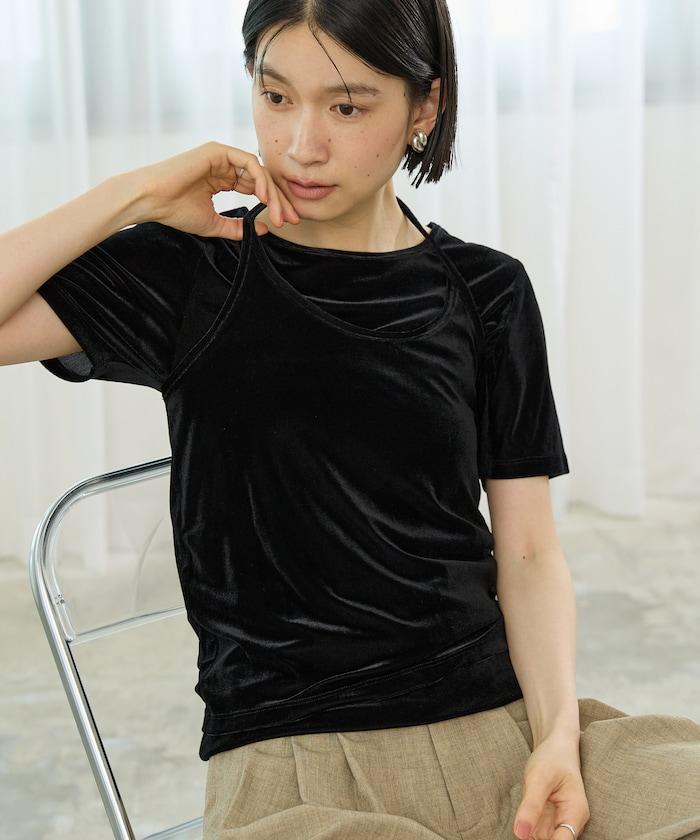 透視感天鵝絨T恤套裝