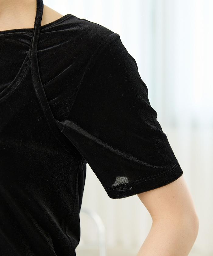 透視感天鵝絨T恤套裝