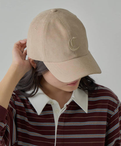 UNISEX 麂皮刺繡Logo棒球帽