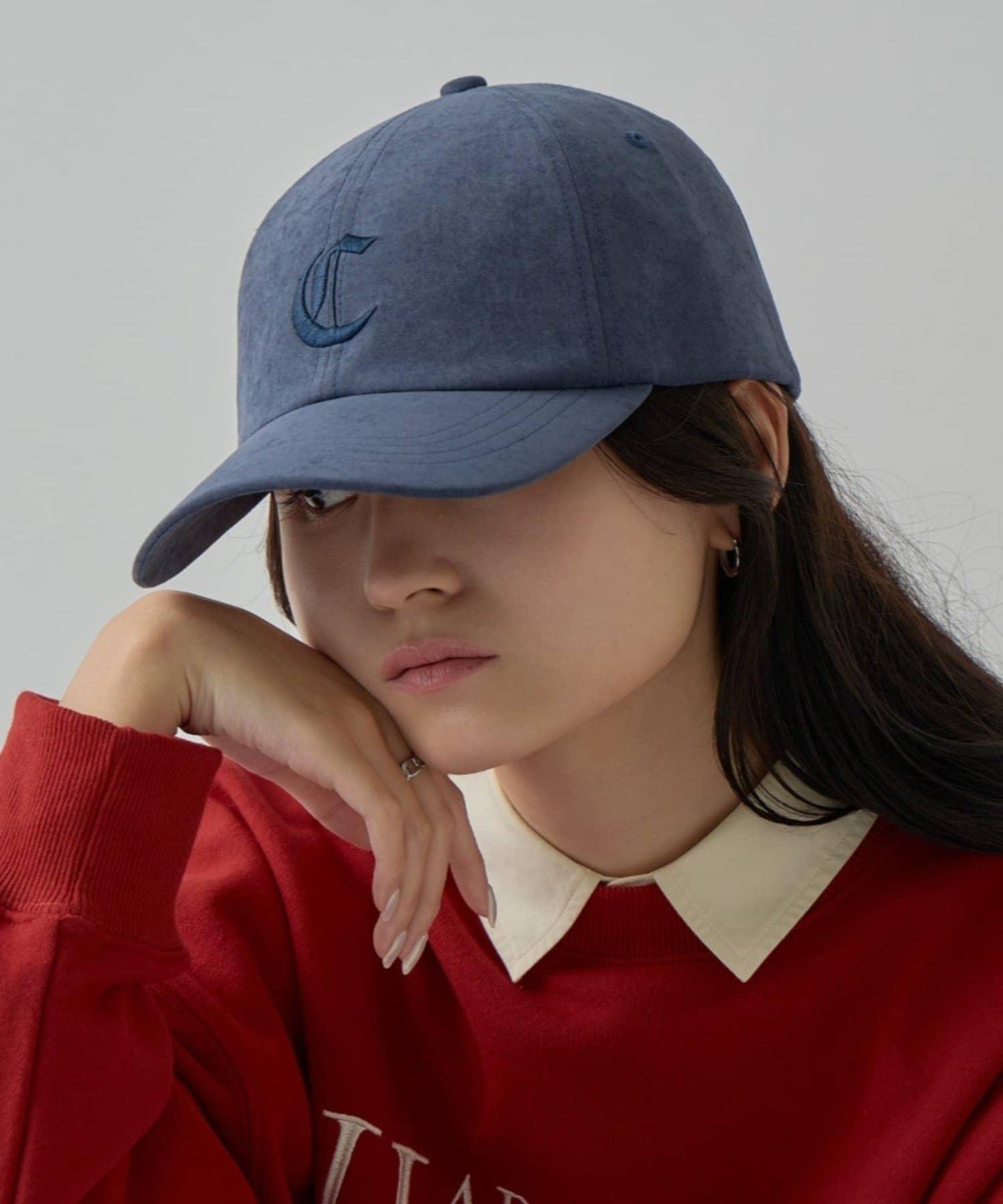 UNISEX 麂皮刺繡Logo棒球帽