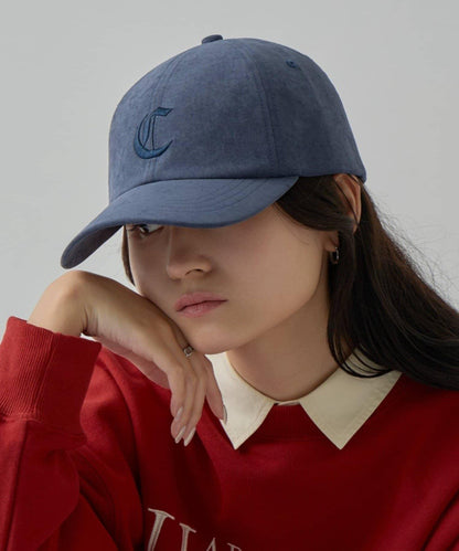 UNISEX 麂皮刺繡Logo棒球帽