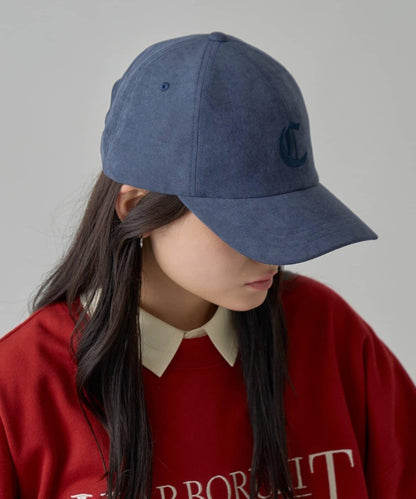 UNISEX 麂皮刺繡Logo棒球帽