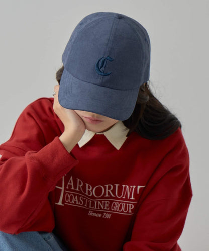 UNISEX 麂皮刺繡Logo棒球帽