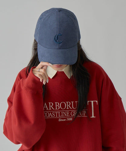 UNISEX 麂皮刺繡Logo棒球帽