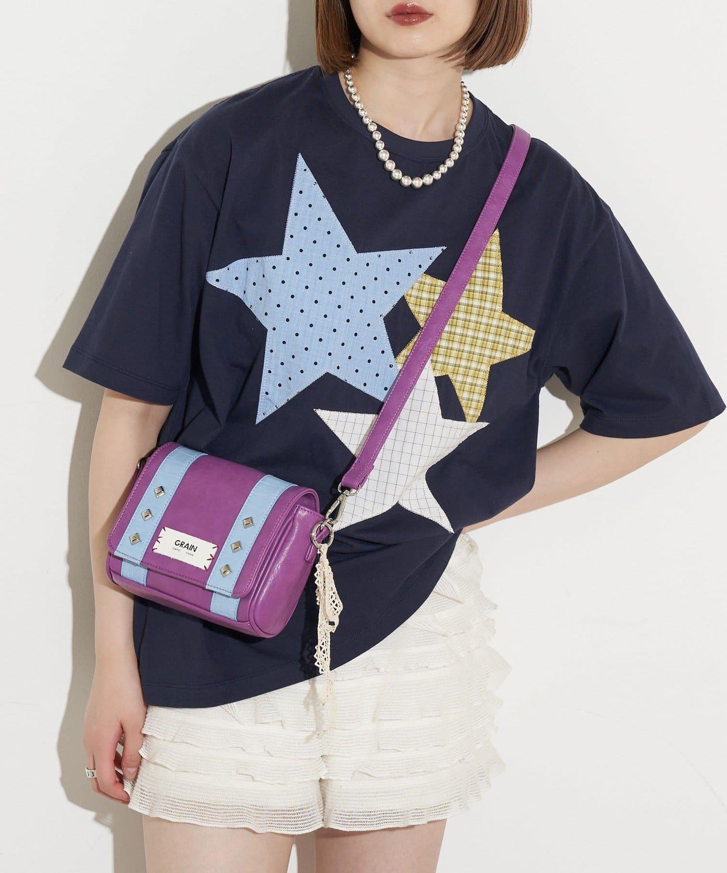 Ciaopanic 鱷魚紋鉚釘迷你斜挎包