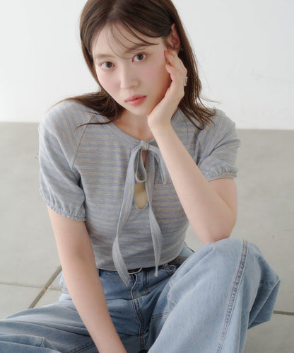 Kastane 蝴蝶結條紋T恤
