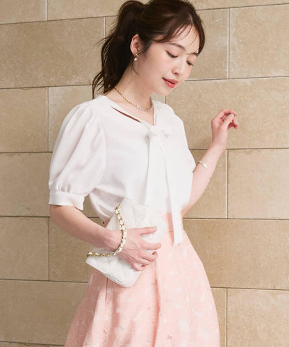 【La boutique BonBon】蝴蝶結繫帶泡泡袖襯衫
