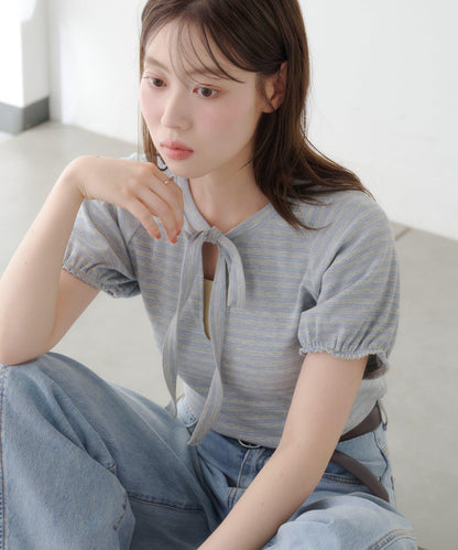 Kastane 蝴蝶結條紋T恤
