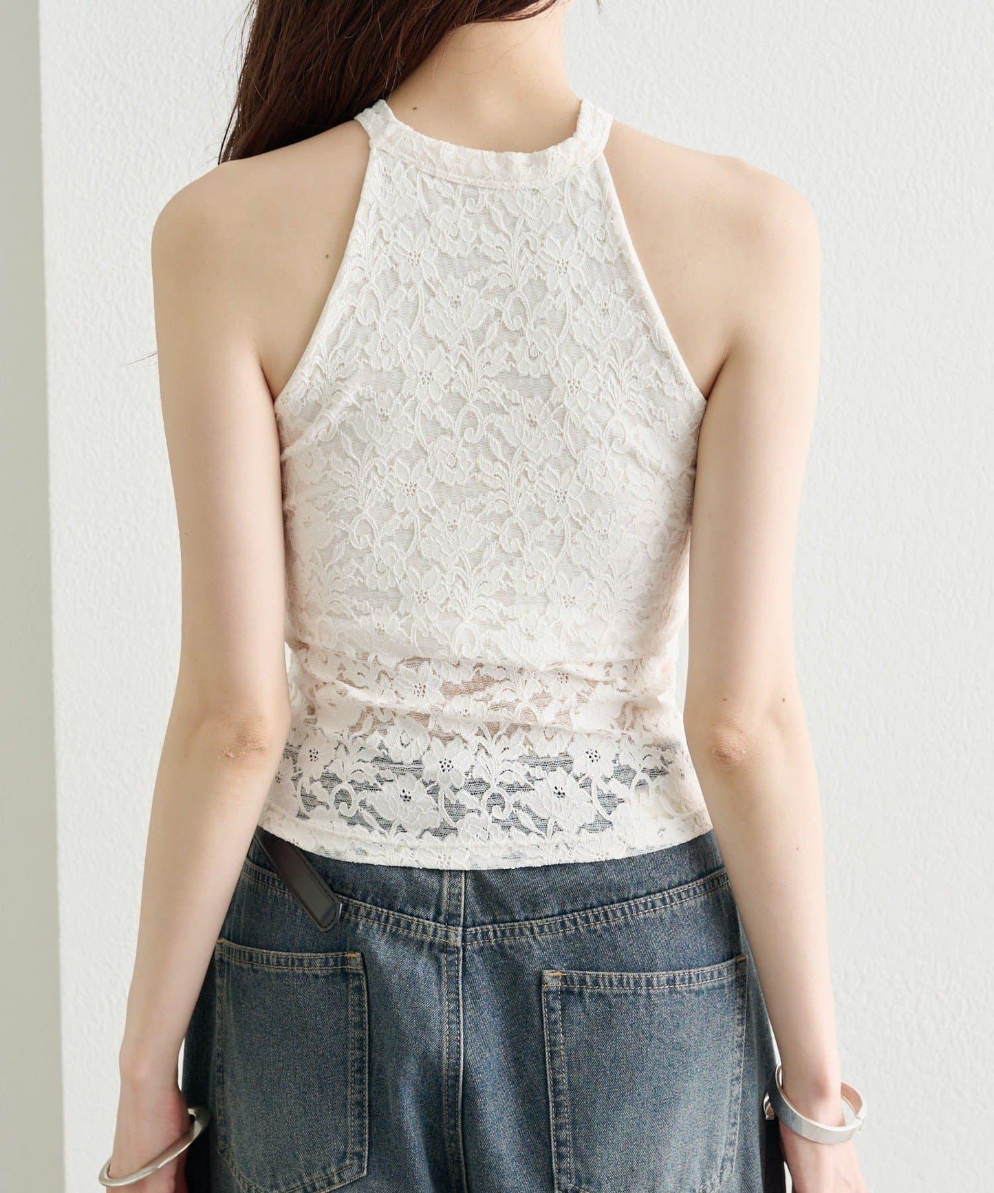 26AW 帶胸墊蕾絲美式無袖吊帶背心