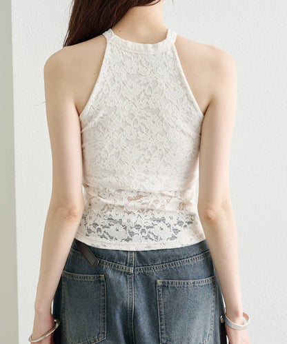 26AW 帶胸墊蕾絲美式無袖吊帶背心