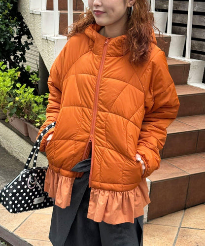 下襬荷葉邊波浪絎縫泡泡袖夾克