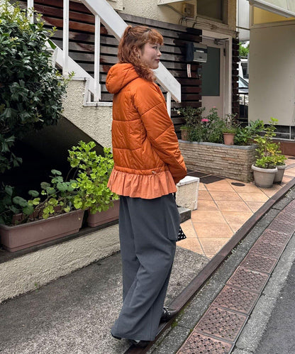 下襬荷葉邊波浪絎縫泡泡袖夾克
