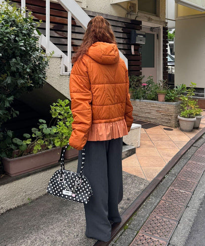 下襬荷葉邊波浪絎縫泡泡袖夾克
