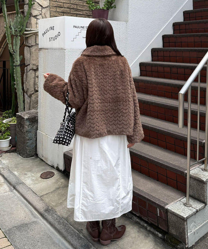 【アウター総選挙2026対象アイテム】【2サイズ展開】撞色小鹿紋毛絨夾克