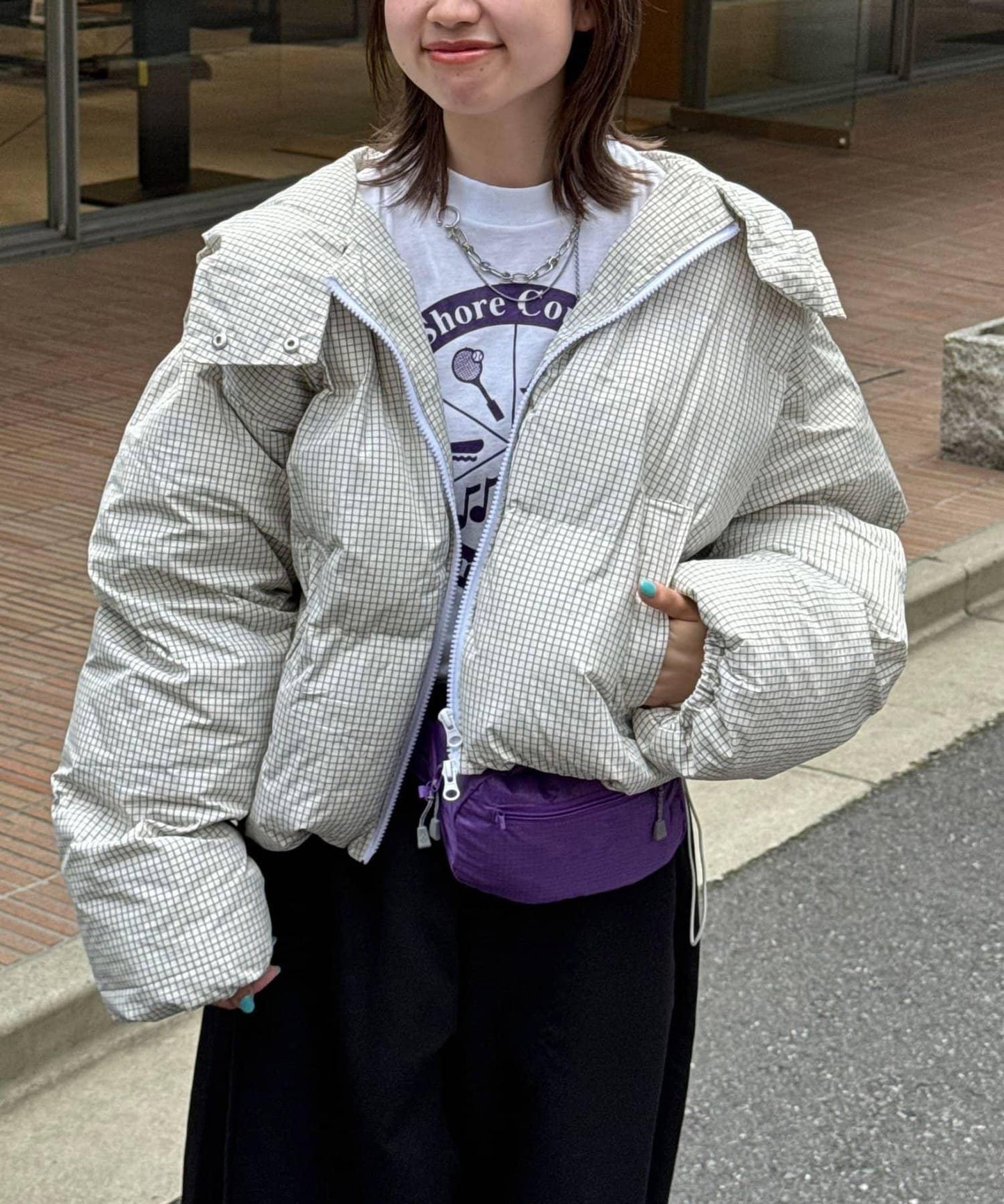 【アウター総選挙2026対象アイテム】 波點格紋拼色蝙蝠袖泡泡袖夾克