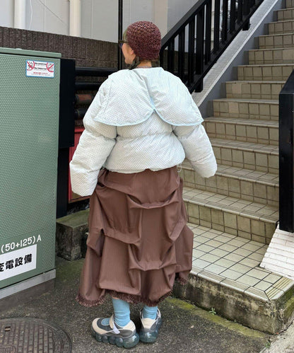 【アウター総選挙2026対象アイテム】 波點格紋拼色蝙蝠袖泡泡袖夾克