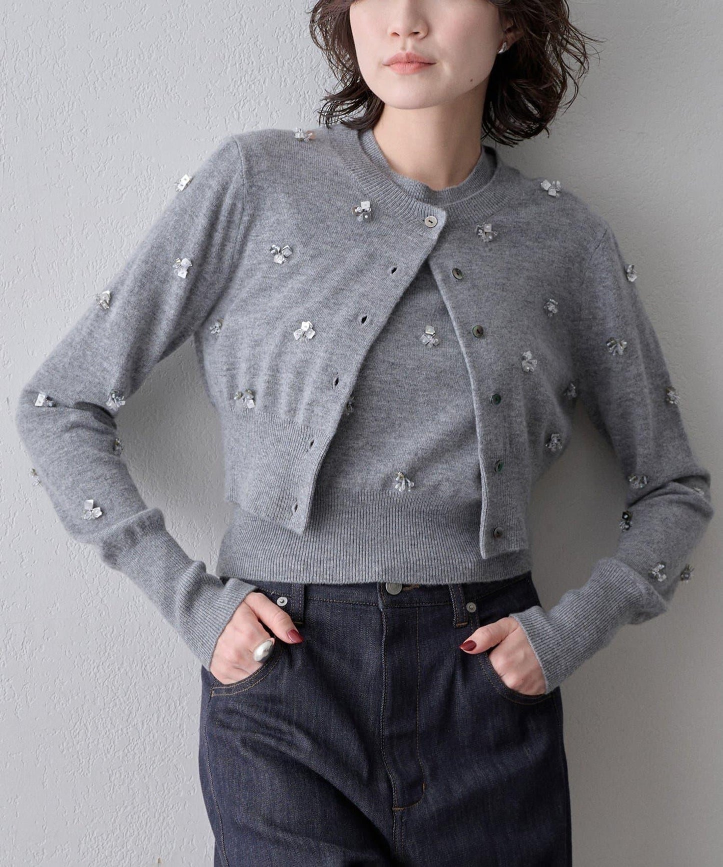 串珠刺繡針織開衫