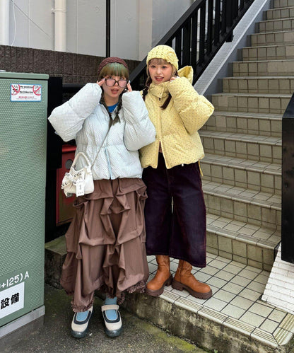 【アウター総選挙2026対象アイテム】 波點格紋拼色蝙蝠袖泡泡袖夾克