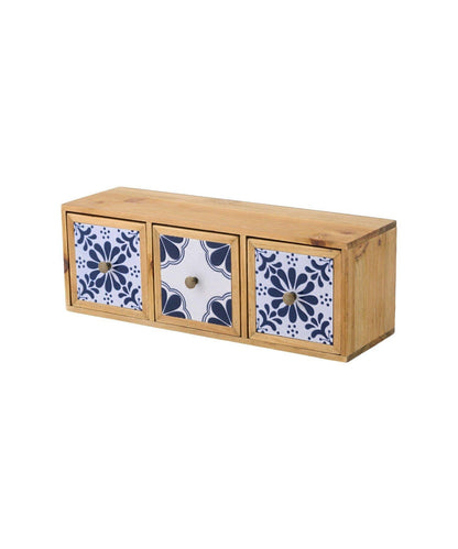 2way瓷磚3連抽屜收納盒 natural tile