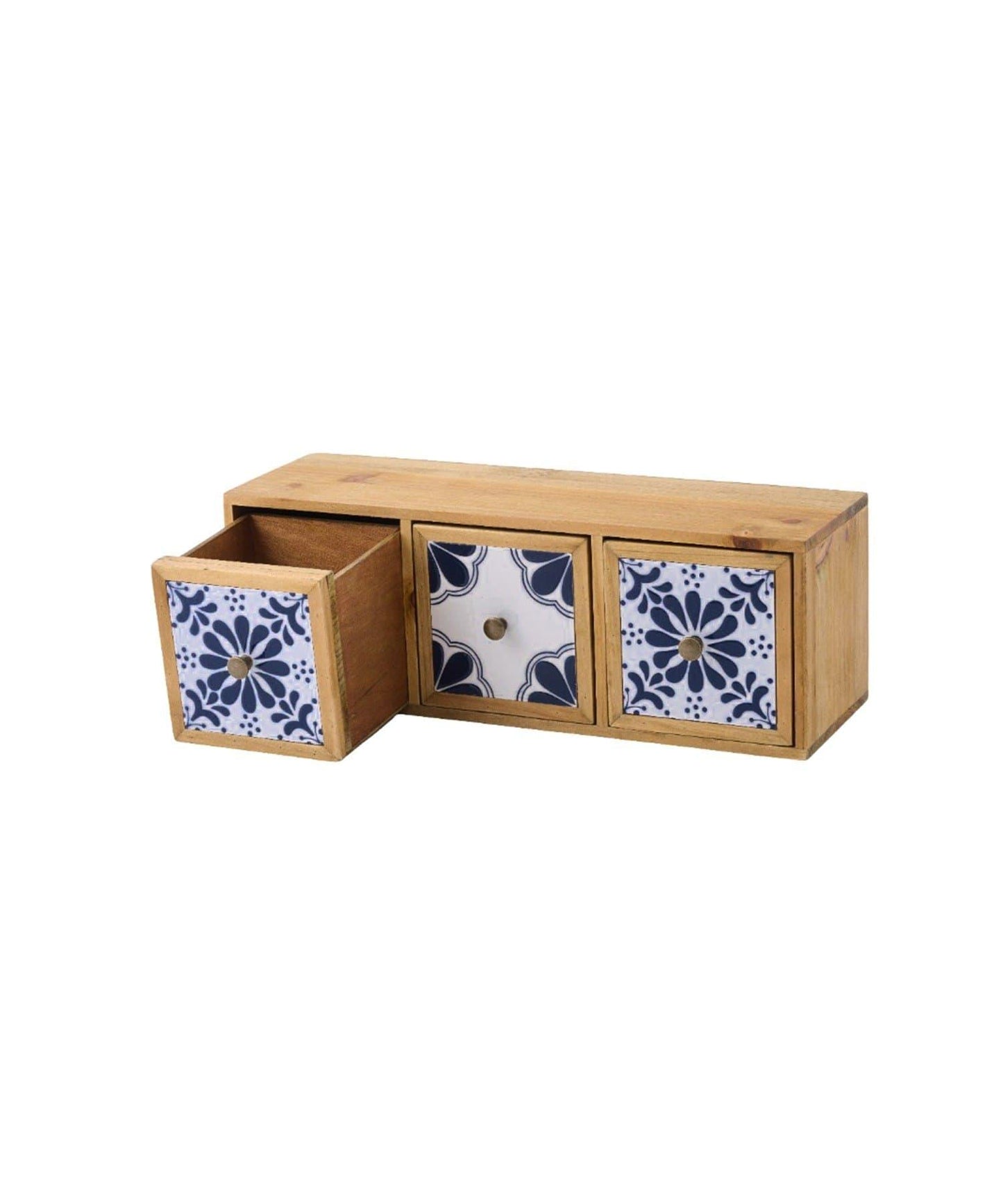 2way瓷磚3連抽屜收納盒 natural tile