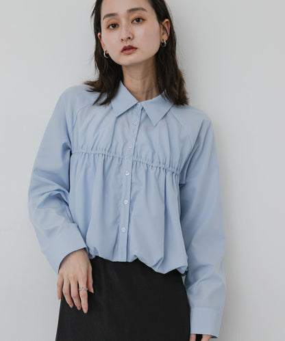 褶皺泡泡袖襯衫