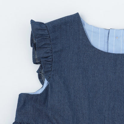 野草莓刺繡揹帶連衣裙