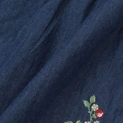 野草莓刺繡揹帶連衣裙
