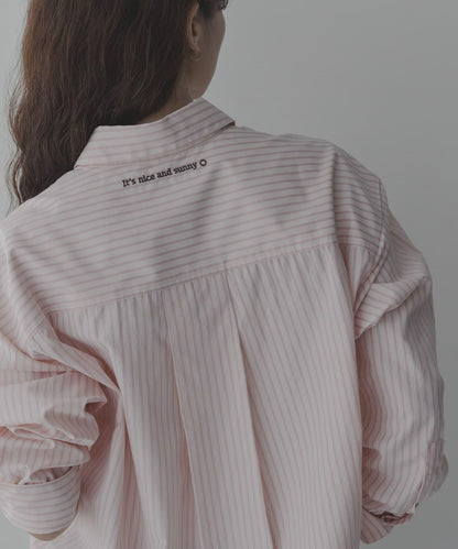 刺繡拼色條紋襯衫