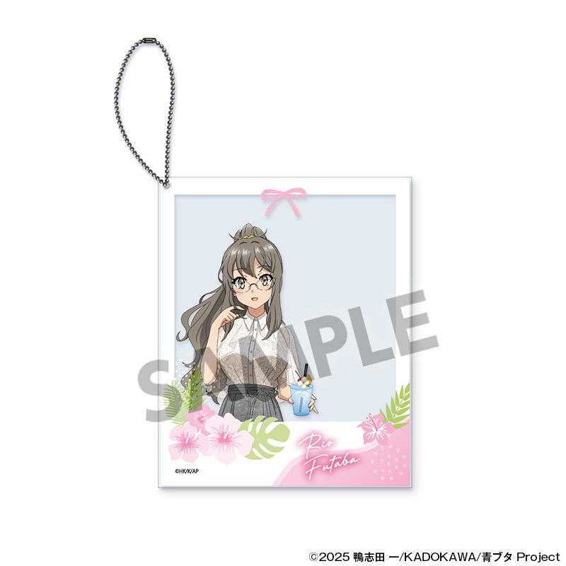 青春ブタ野郎シリーズ（青春豬頭少年系列） 描き下ろしポラロイド風アクリルキーホルダー 雙葉理央 バカンス ver.