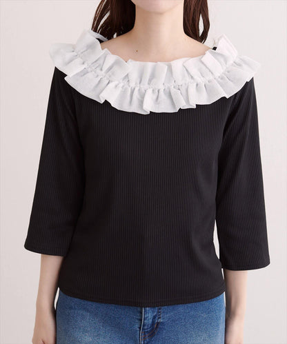 荷葉邊設計長袖T恤