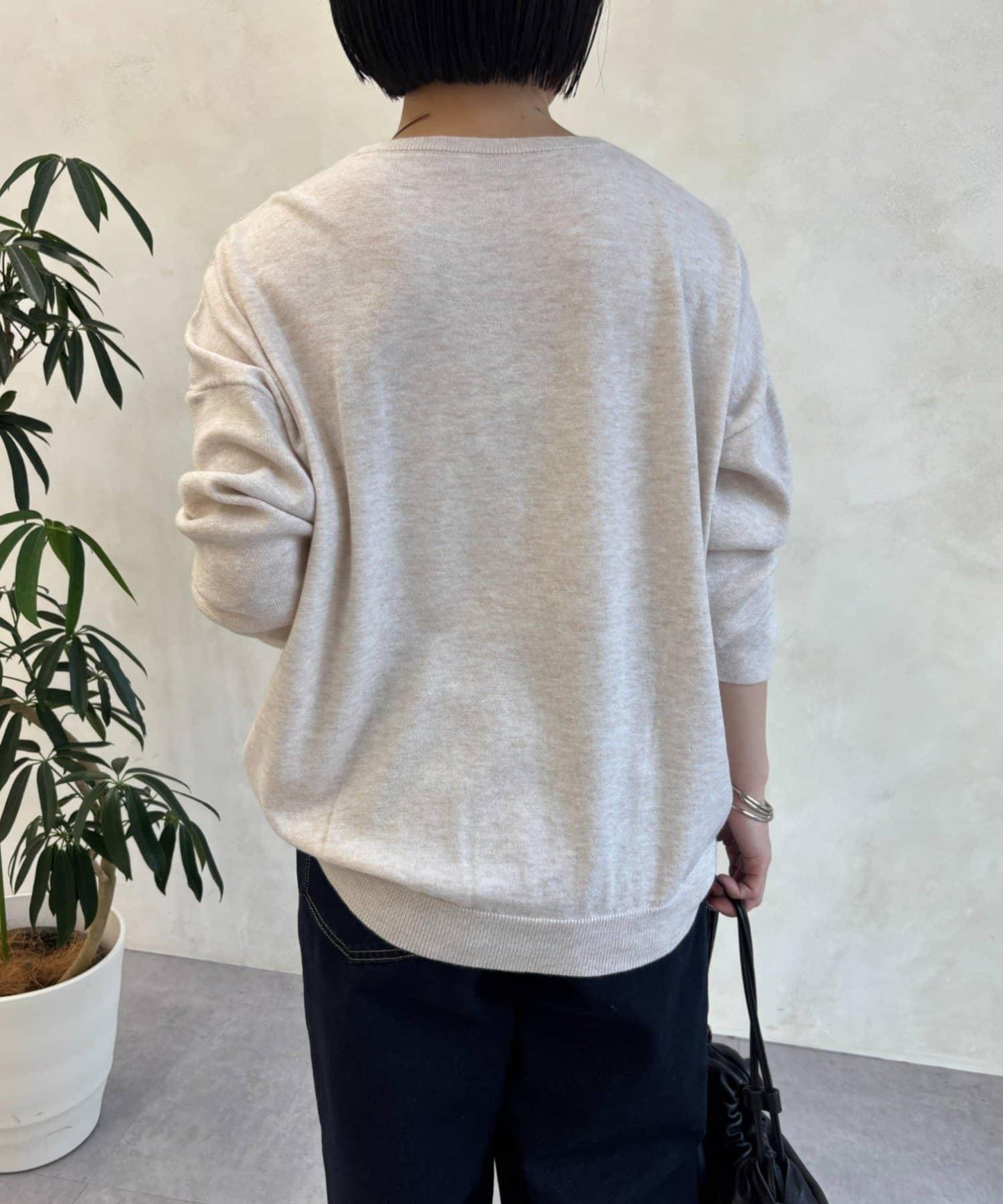 蜜桃絨拼接針織衫