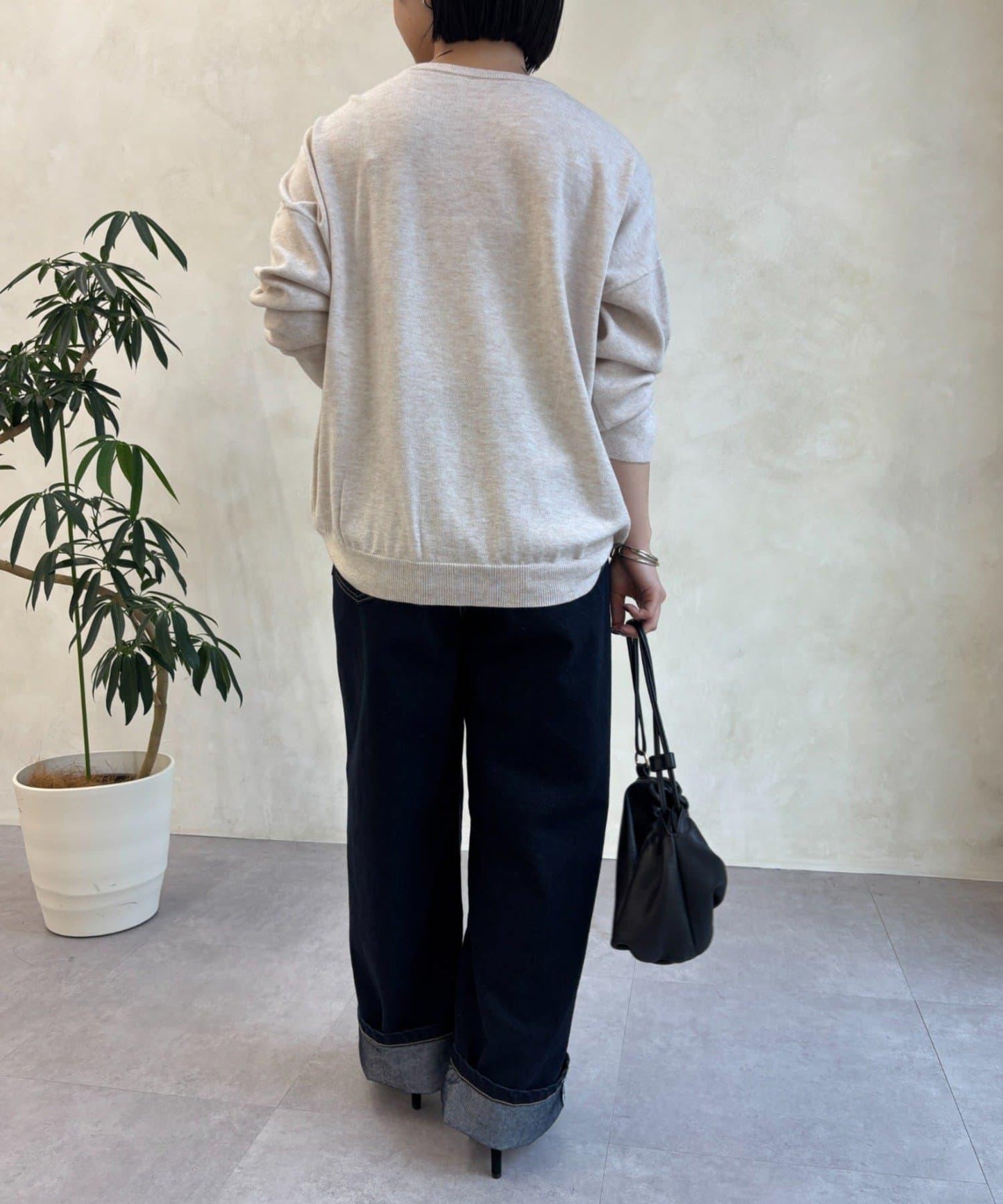 蜜桃絨拼接針織衫