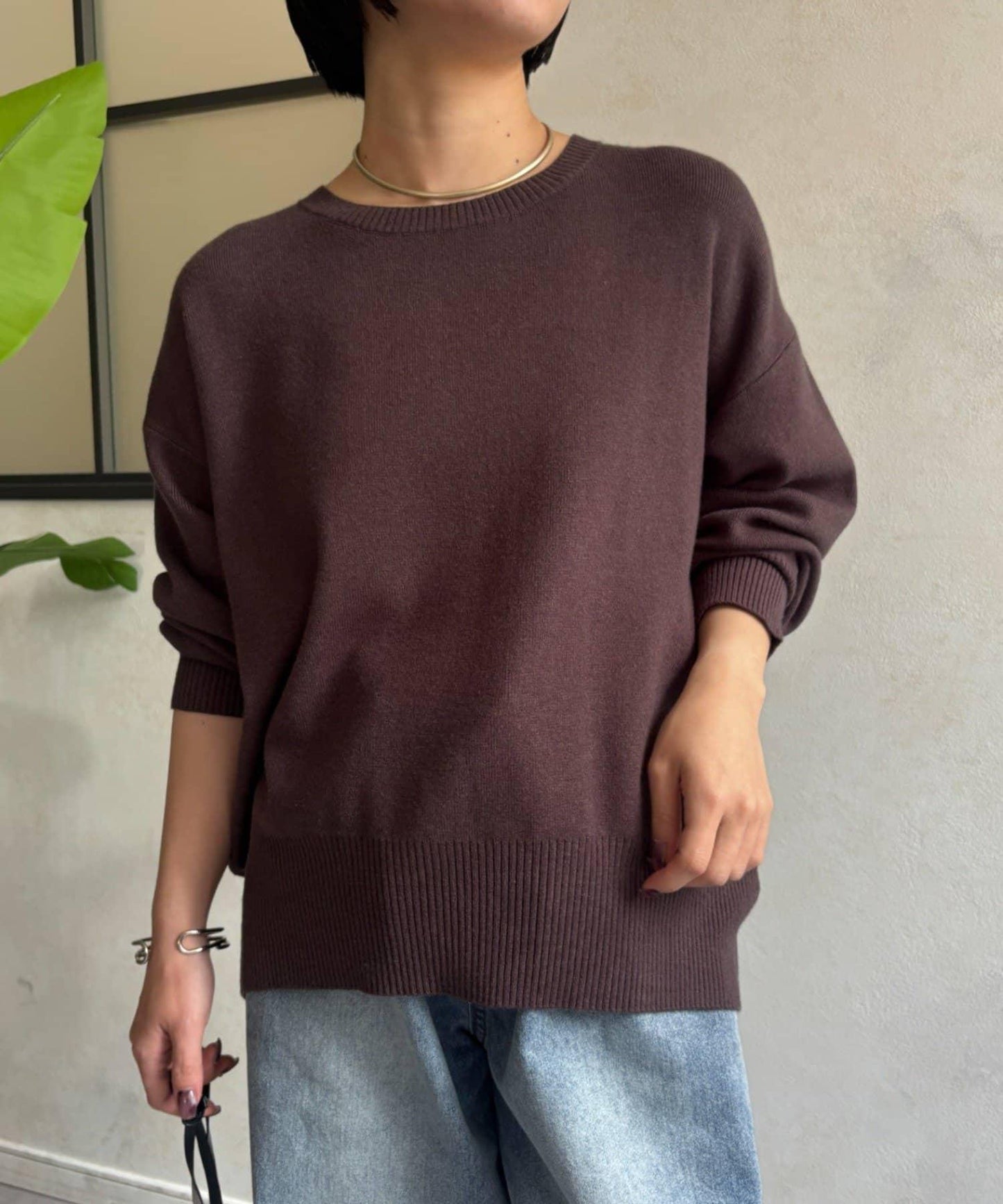 後繫帶亮片針織衫