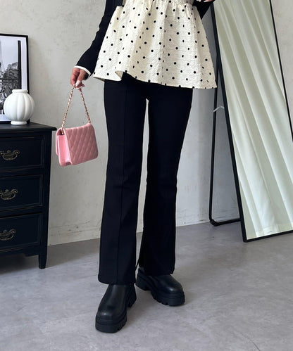側開叉超彈力長褲