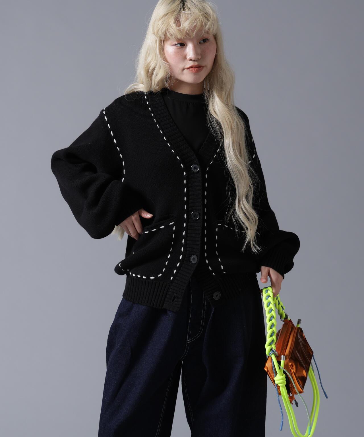 B omnivore/ビーオムニボー STITCH KNIT CARDIGAN 針織開衫
