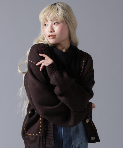 B omnivore/ビーオムニボー STITCH KNIT CARDIGAN 針織開衫