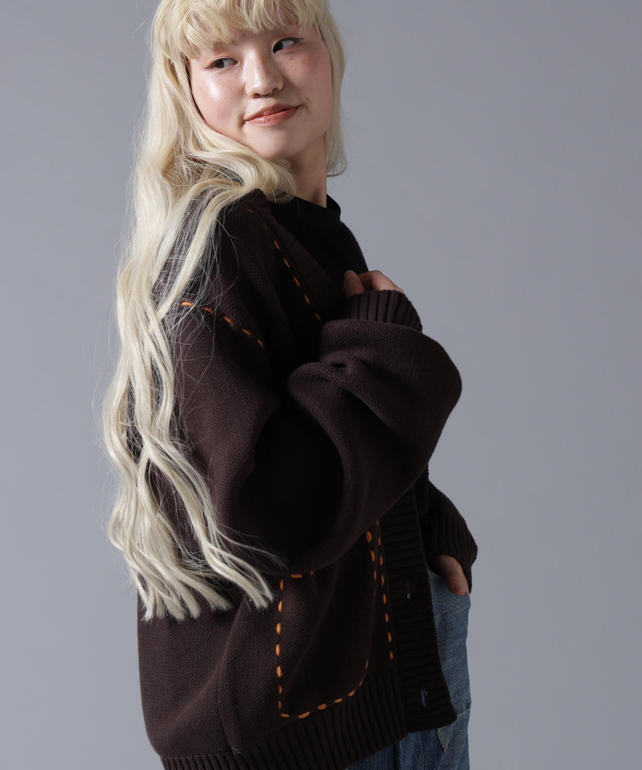 B omnivore/ビーオムニボー STITCH KNIT CARDIGAN 針織開衫