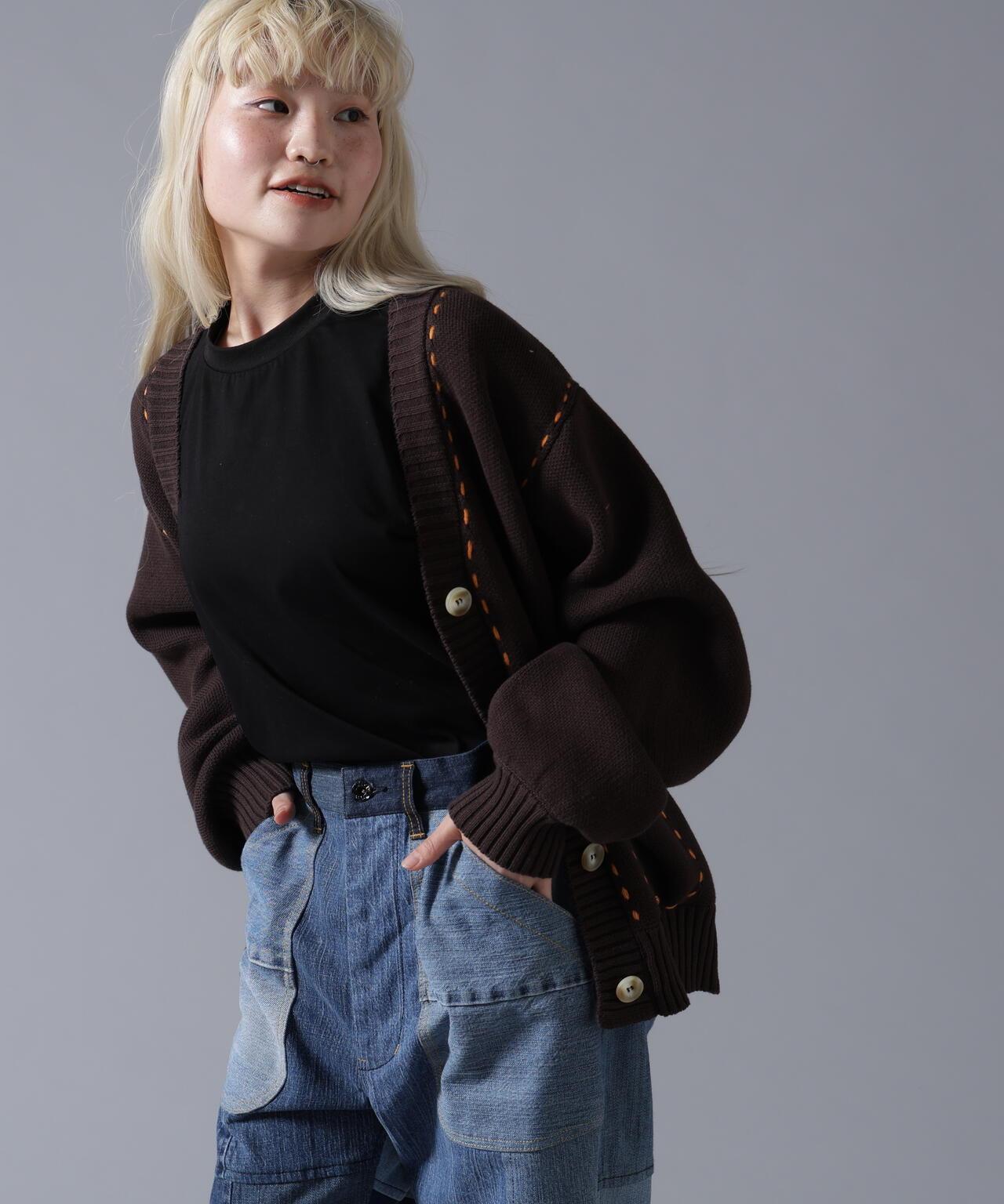 B omnivore/ビーオムニボー STITCH KNIT CARDIGAN 針織開衫